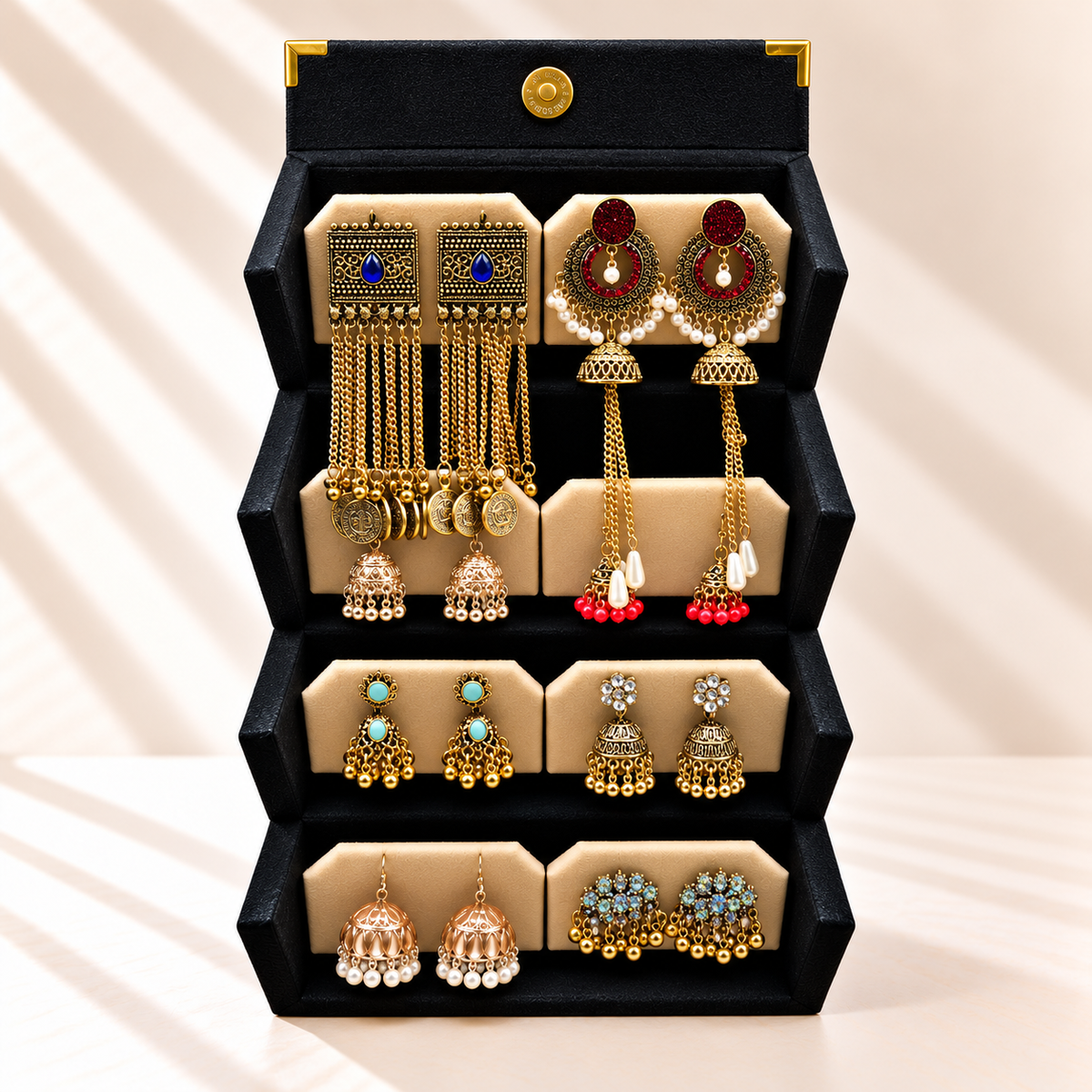 Shaam-e-Zar 8-Pair Royal Jhumka & Earrings Box
