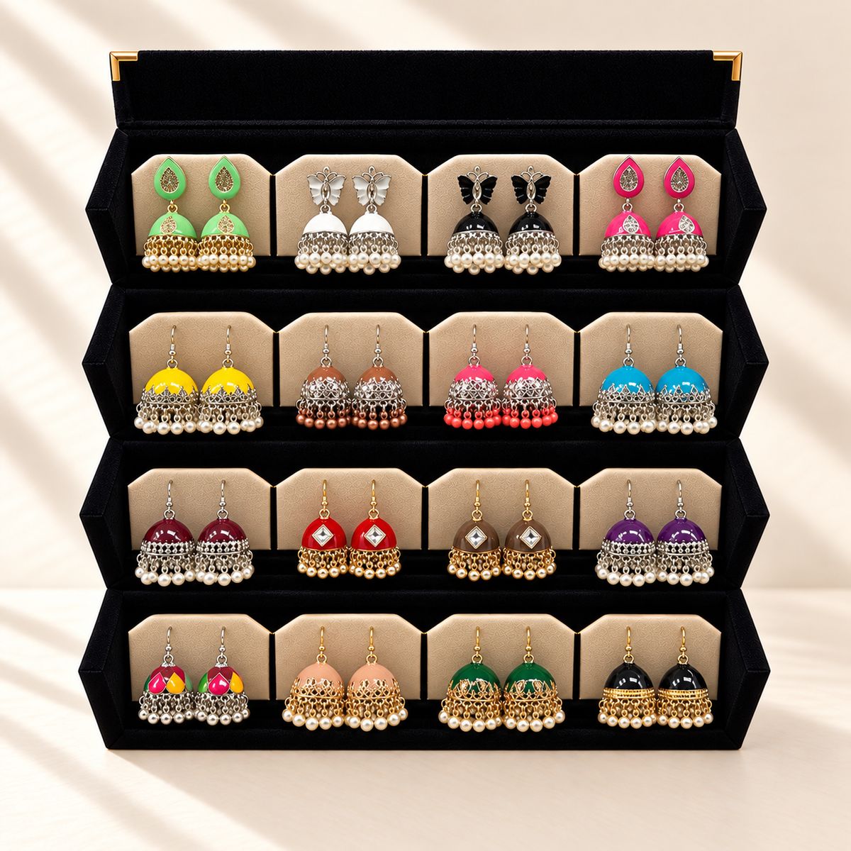 Rang-e-Bahar 16-Pair Jhumka Box