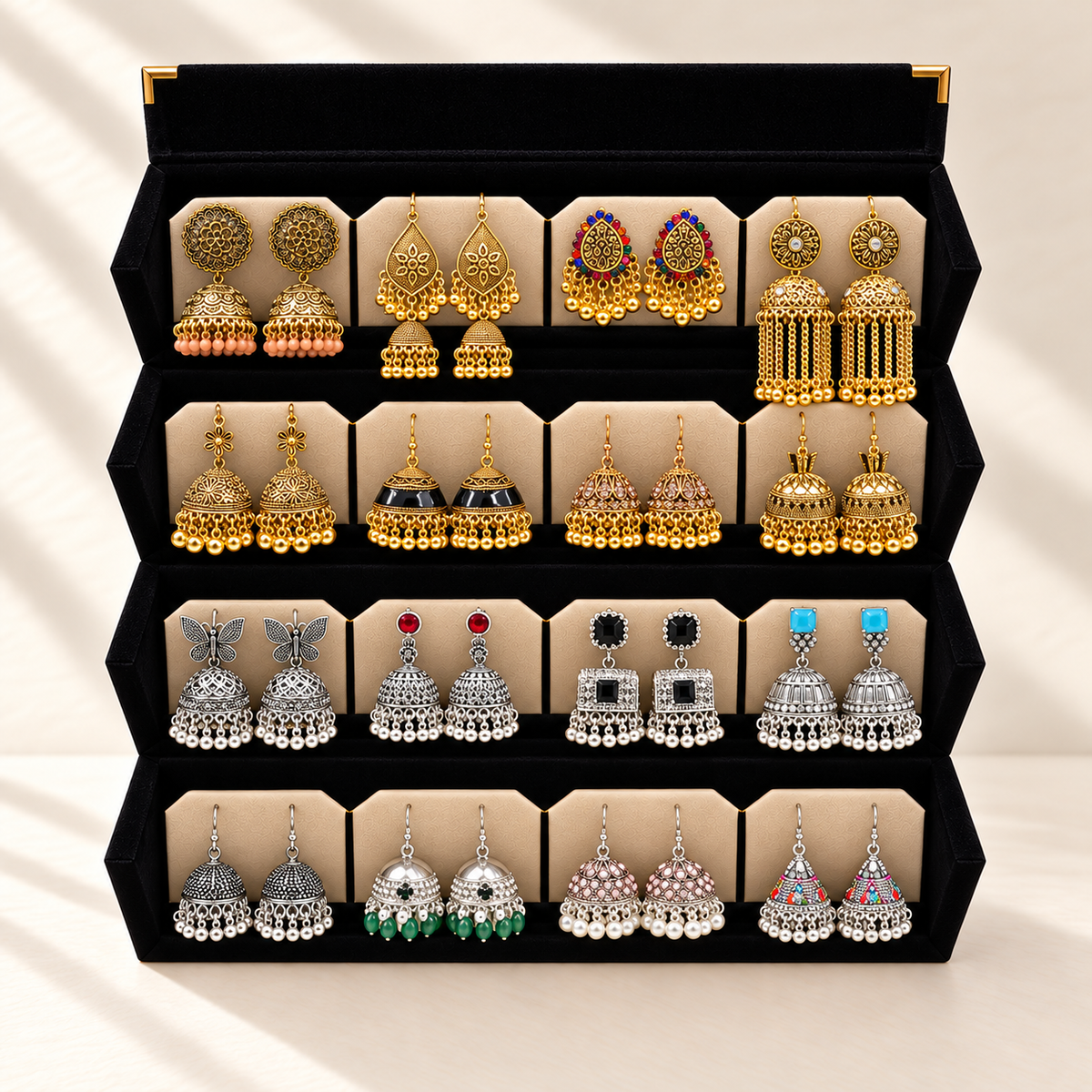 Shahi Noor 16-Pair Premium Jhumka Box