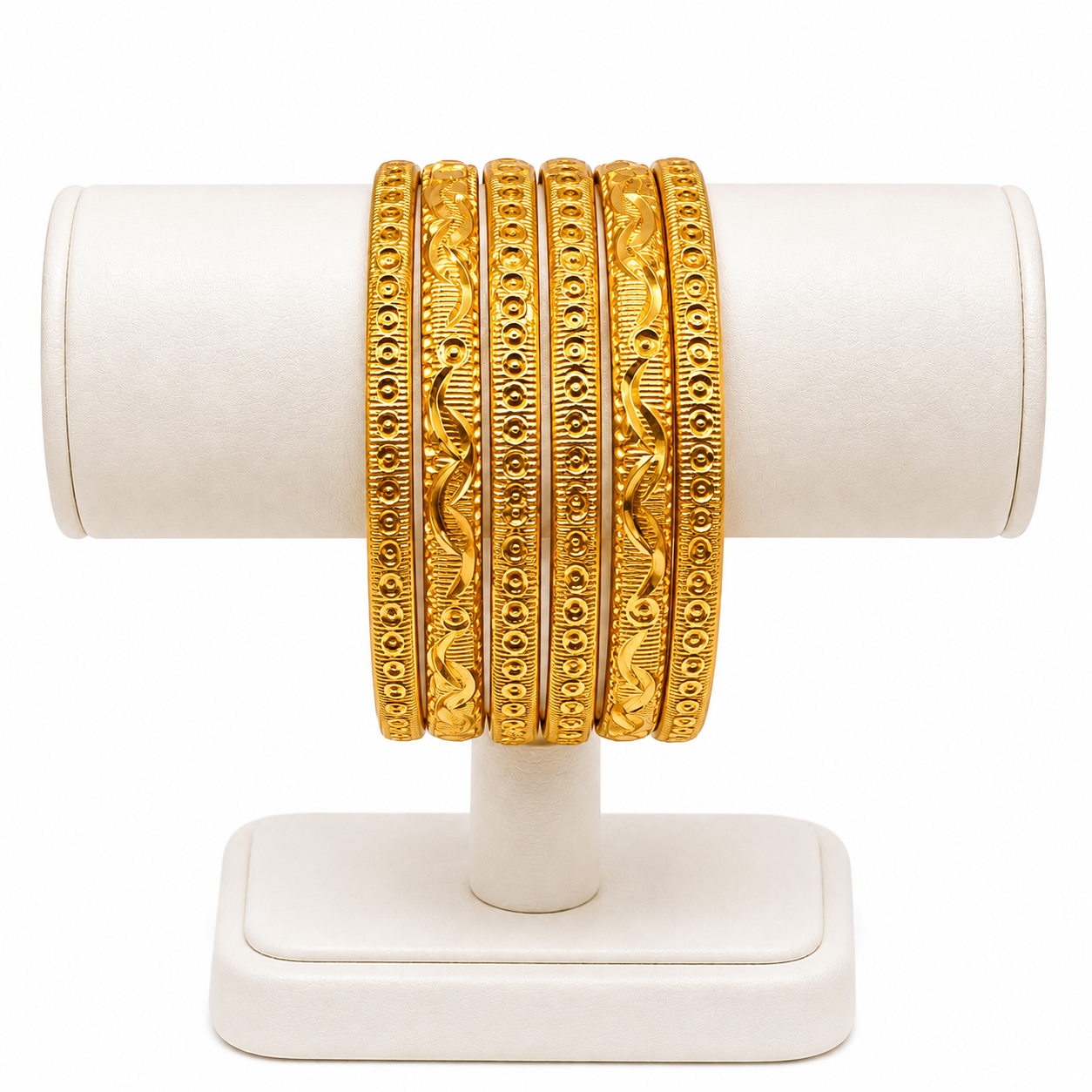 Royal Wave Gold-Plated Bangles – Set of 6