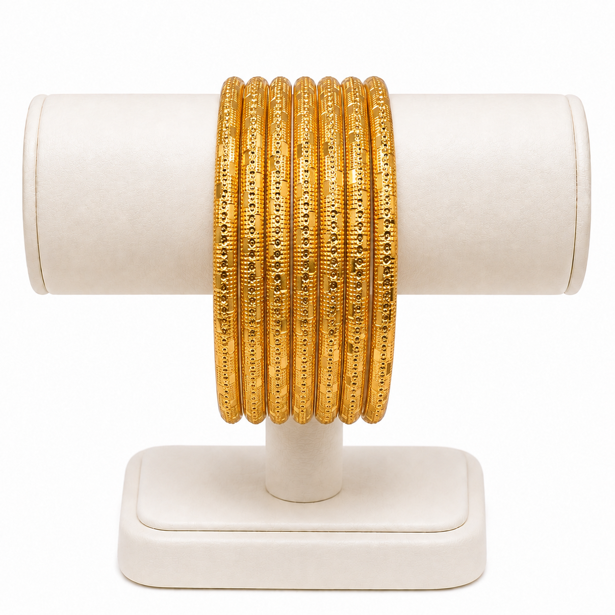 Classic Dotted Gold-Plated Bangles – Set of 7