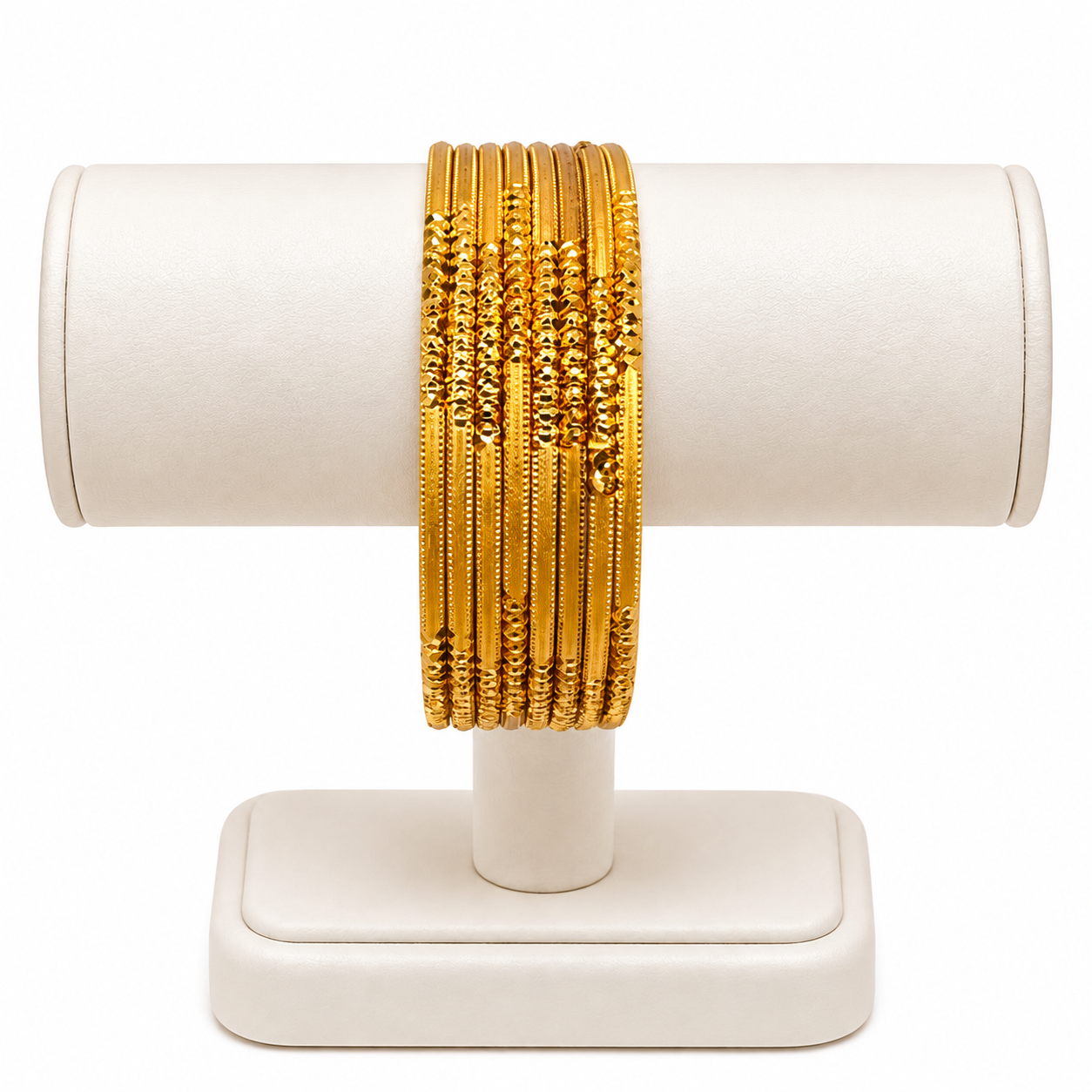 Delicate Texture Gold-Plated Bangles (8 Pieces)