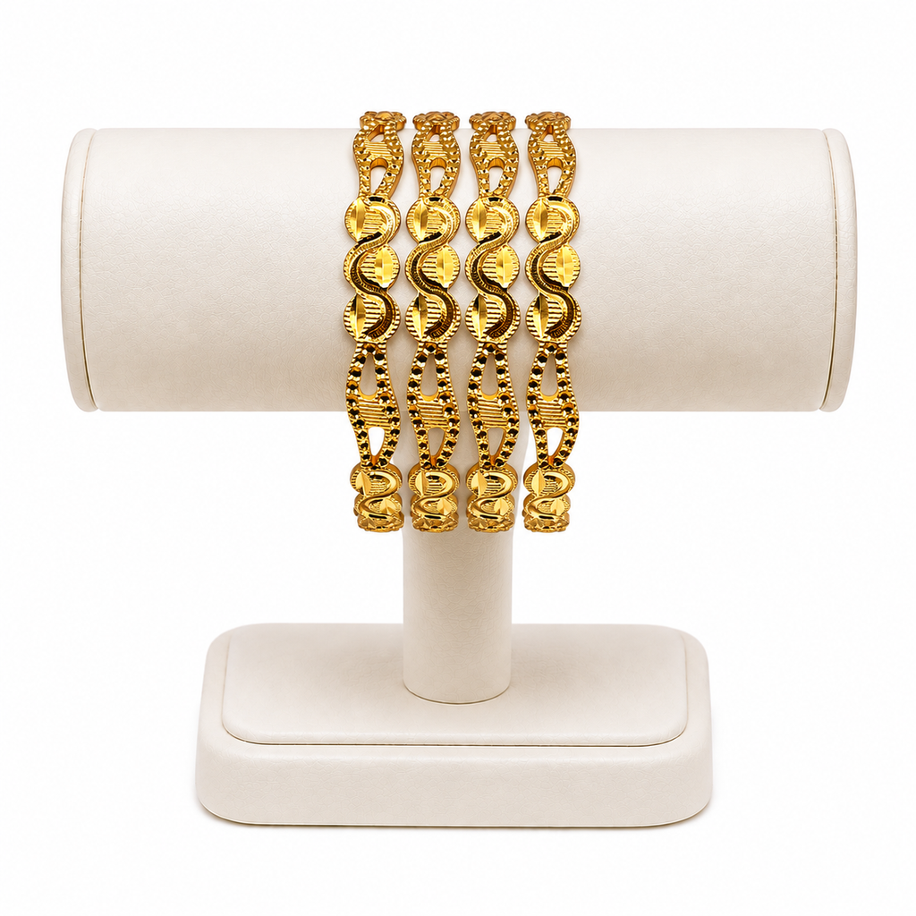 Festive Infinity Charm Gold-Plated Bangles – Set of 4 – Bridal & Festive Chooriyan