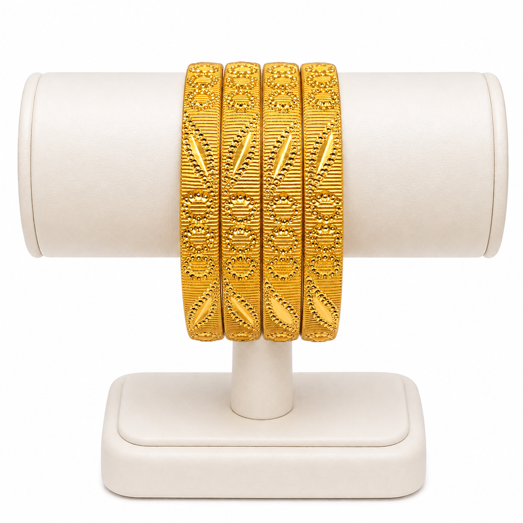 Regal Pattern Gold-Plated Bangles – Set of 4