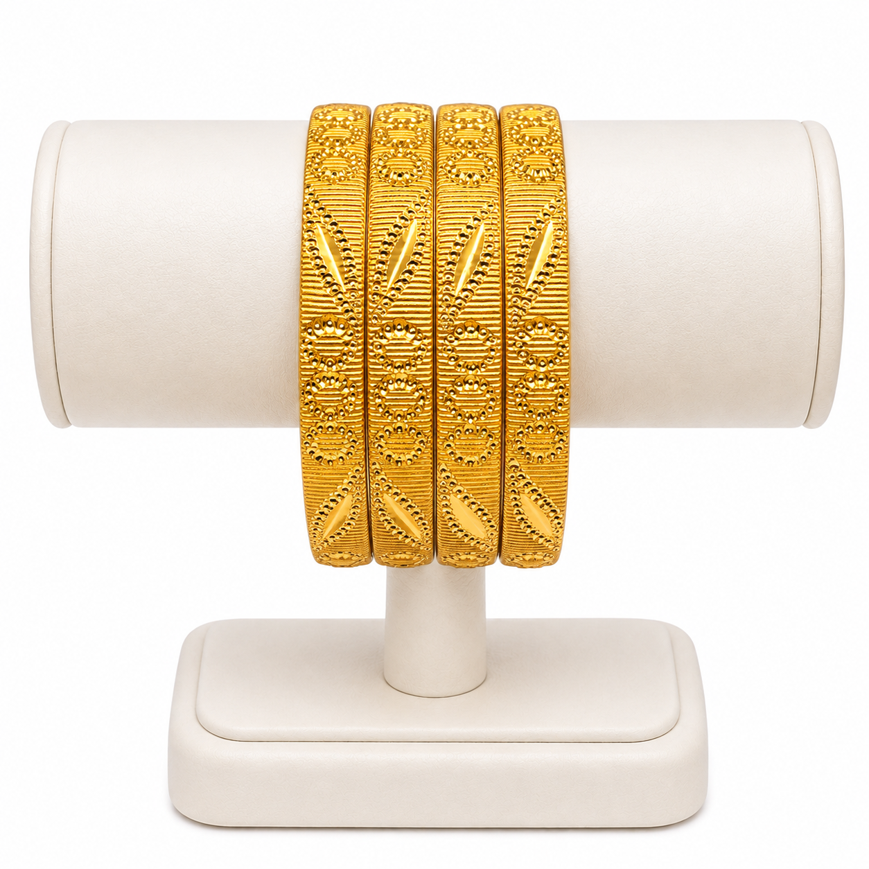 Regal Pattern Gold-Plated Bangles – Set of 4