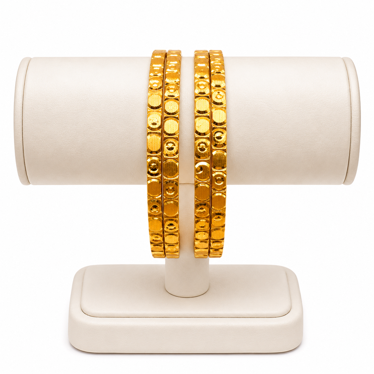 Circle Charm Gold-Plated Bangles – Set of 4