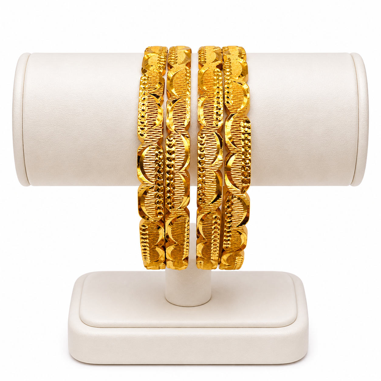 Royal Curve Gold-Plated Bangles – Set of 4