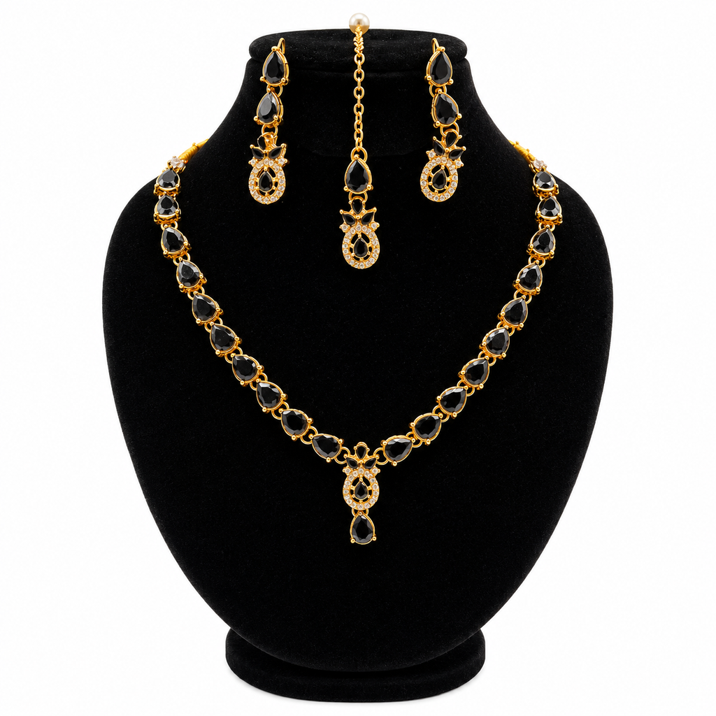 Midnight Black Teardrop Jewellery Set