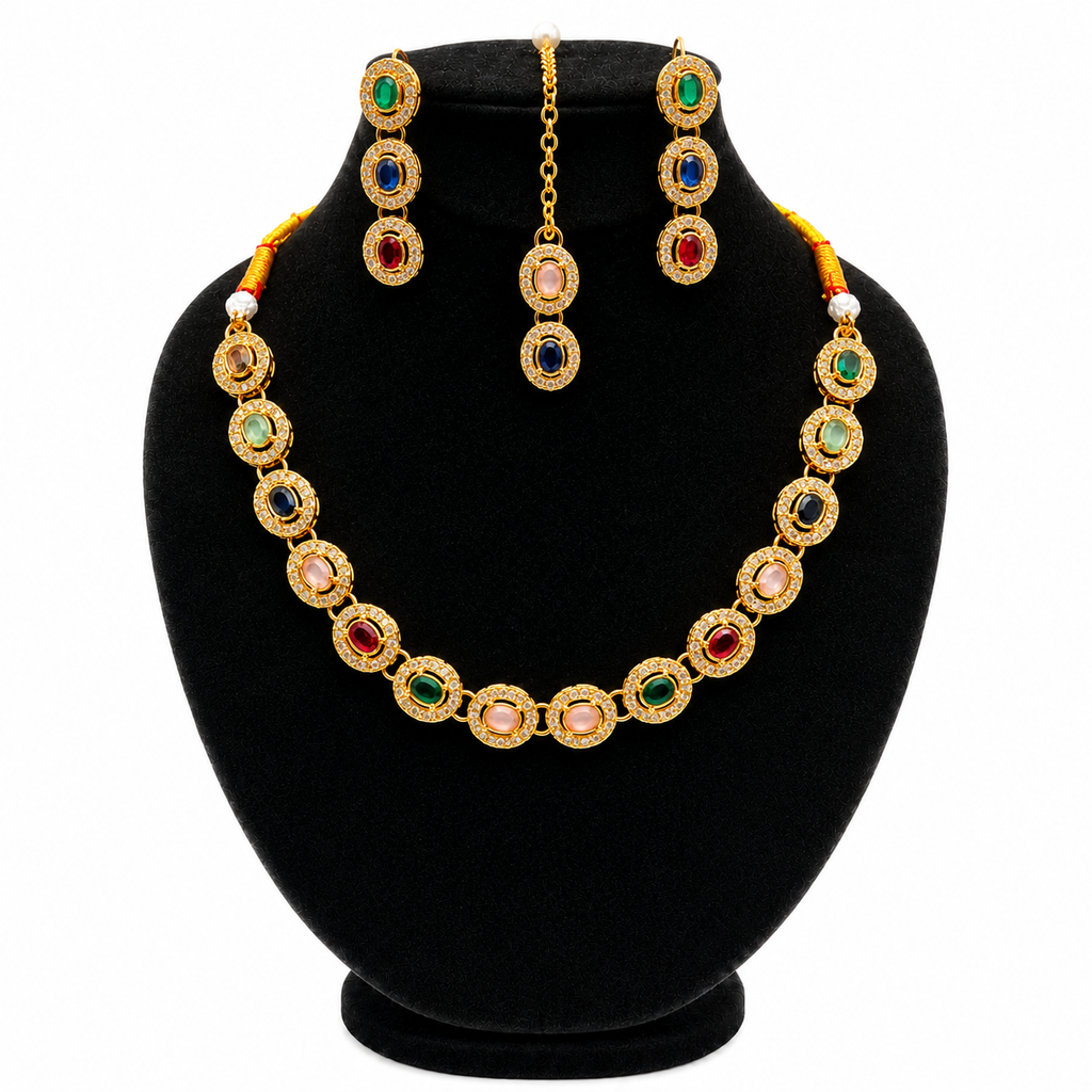 Multicolor Oval Stone Jewellery Set