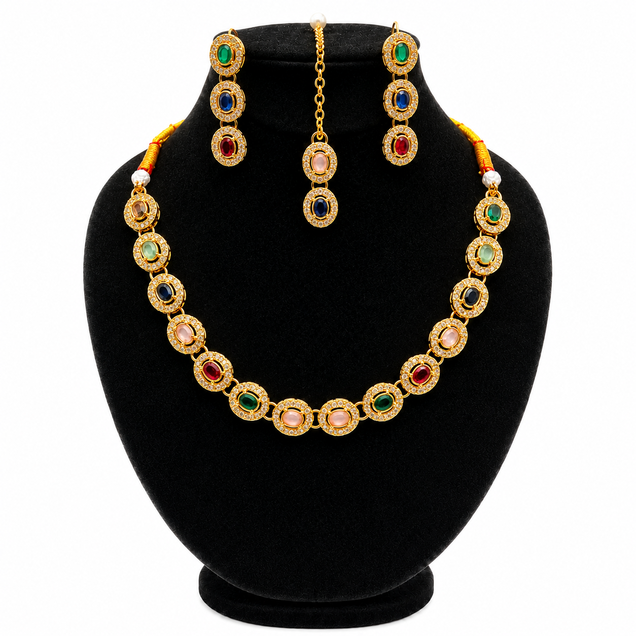 Multicolor Oval Stone Jewellery Set