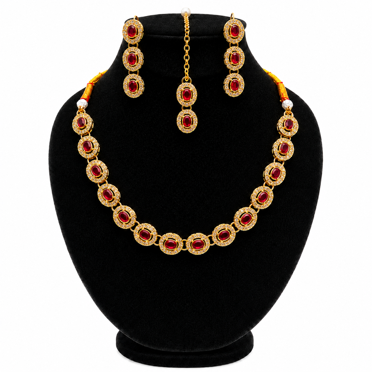 Ruby Halo Jewellery Set