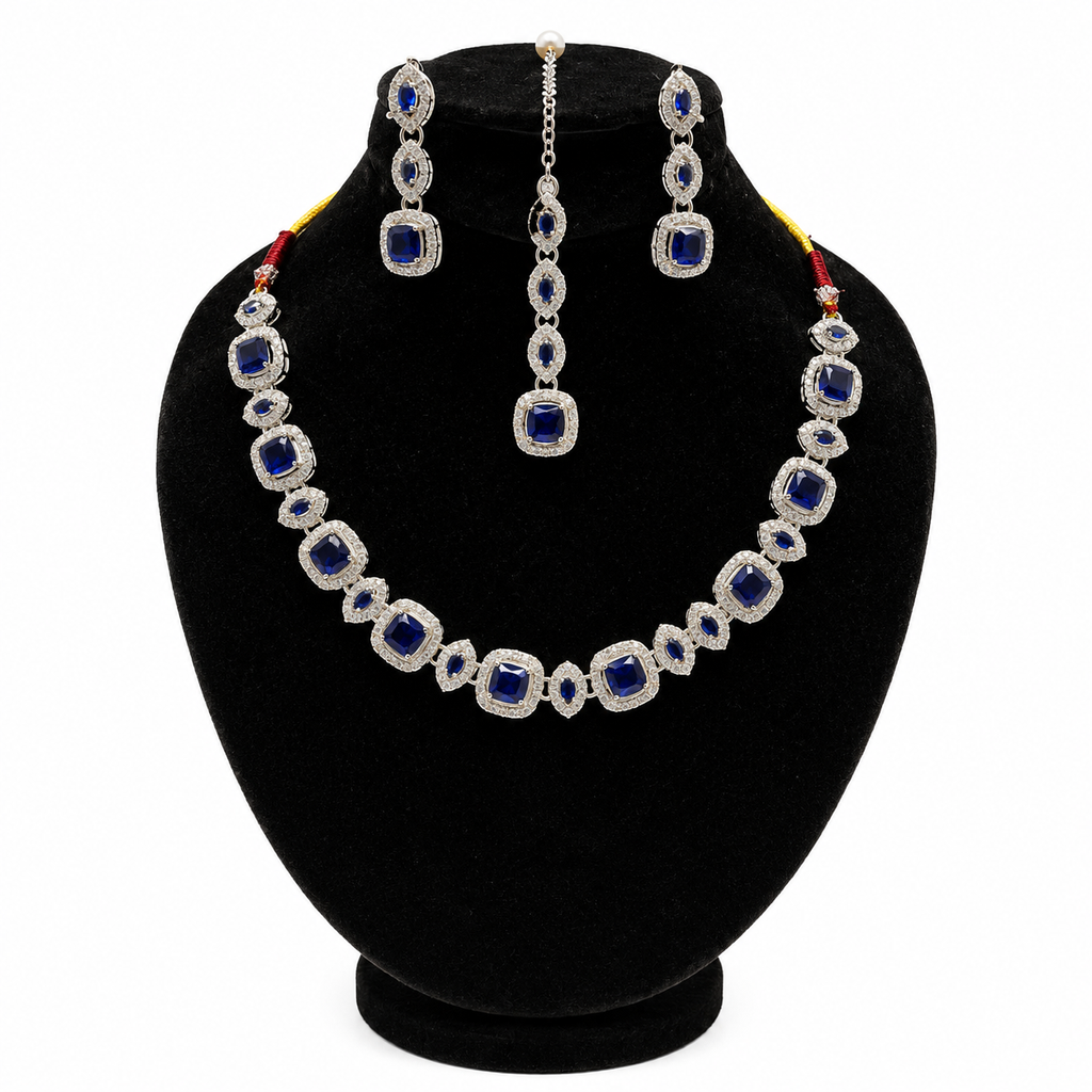 Royal Sapphire Silver Jewellery Set