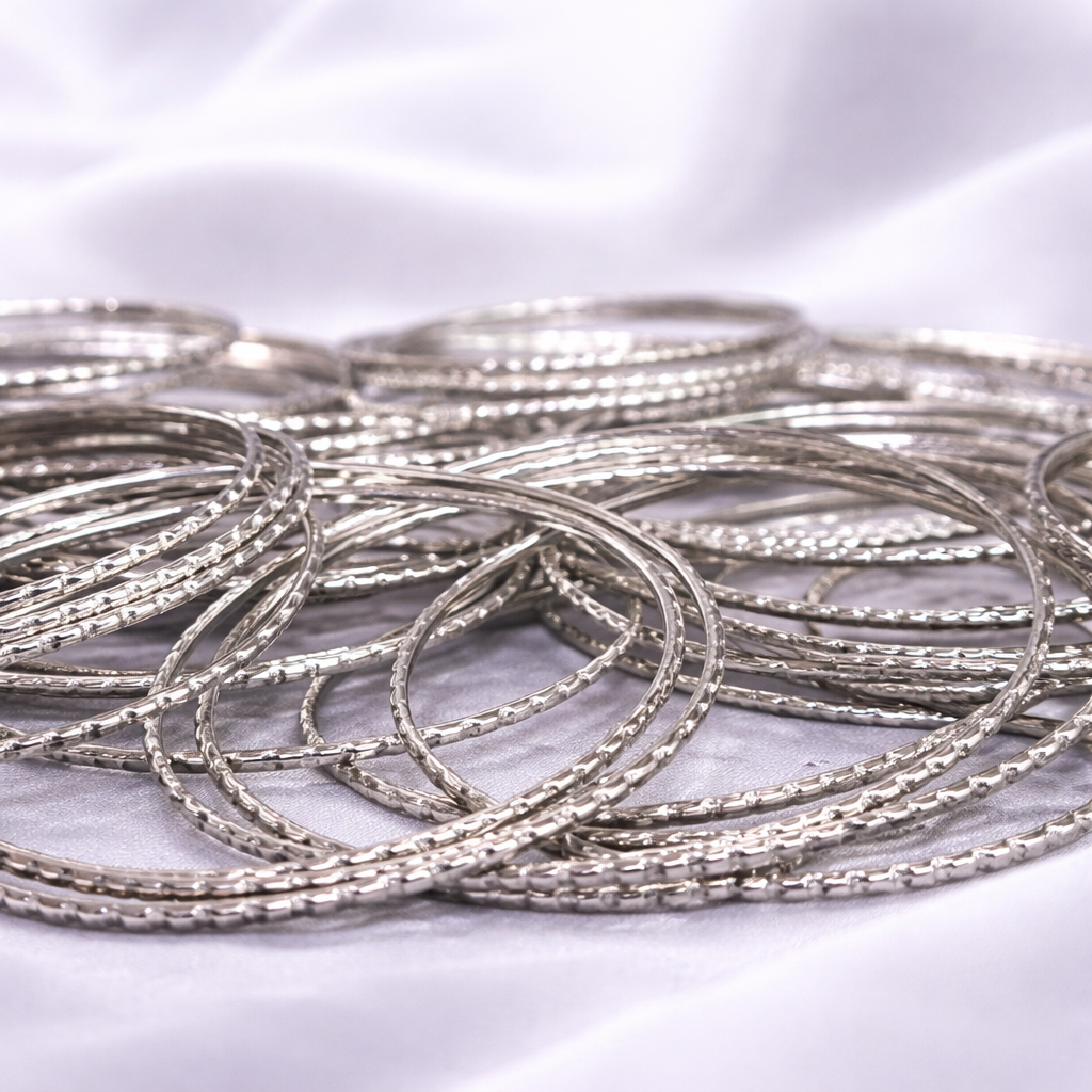 Classic Stainless Steel Bangles Set (12 Pcs) for Women