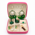 Green Pearl Jewelry Gift Set with Earrings & Ring – Premium Organizer Box