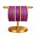 Premium Purple Pearl Bangle Set | Designer Chooriyan with Gold Dots & Pearl Borders