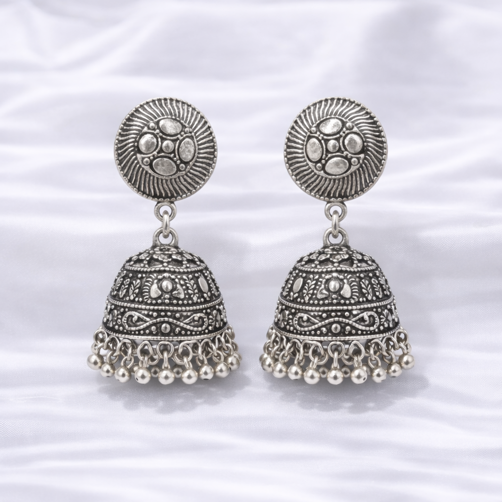Antique Silver Jhumka Earrings