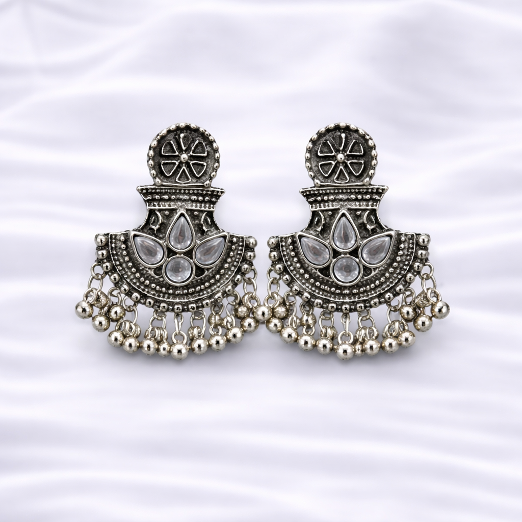 Oxidized silver jhumka earrings