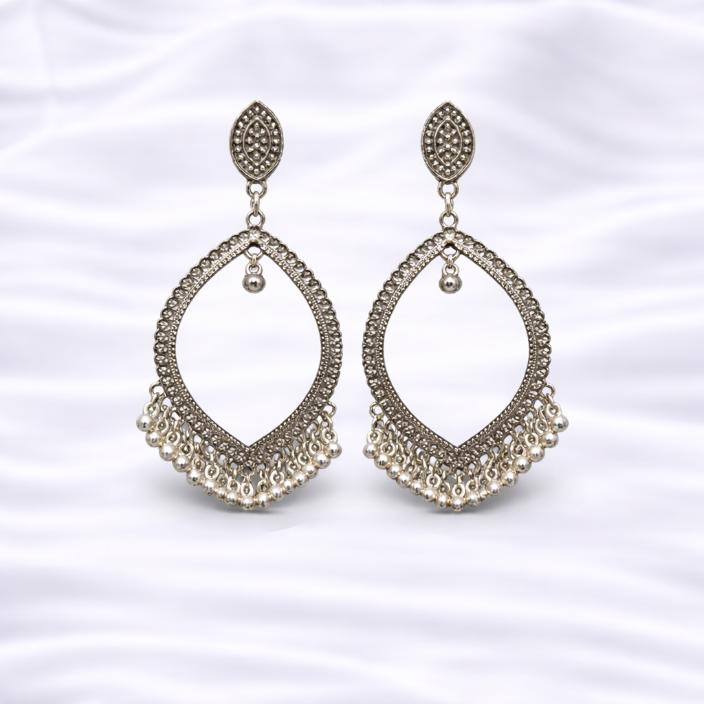 Elegant Oxidized Silver Dangle Earrings