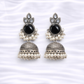 Elegant Silver Jhumka Earrings (Close-Up)