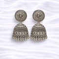 Oxidized Silver Jhumka Earrings (Close-Up)