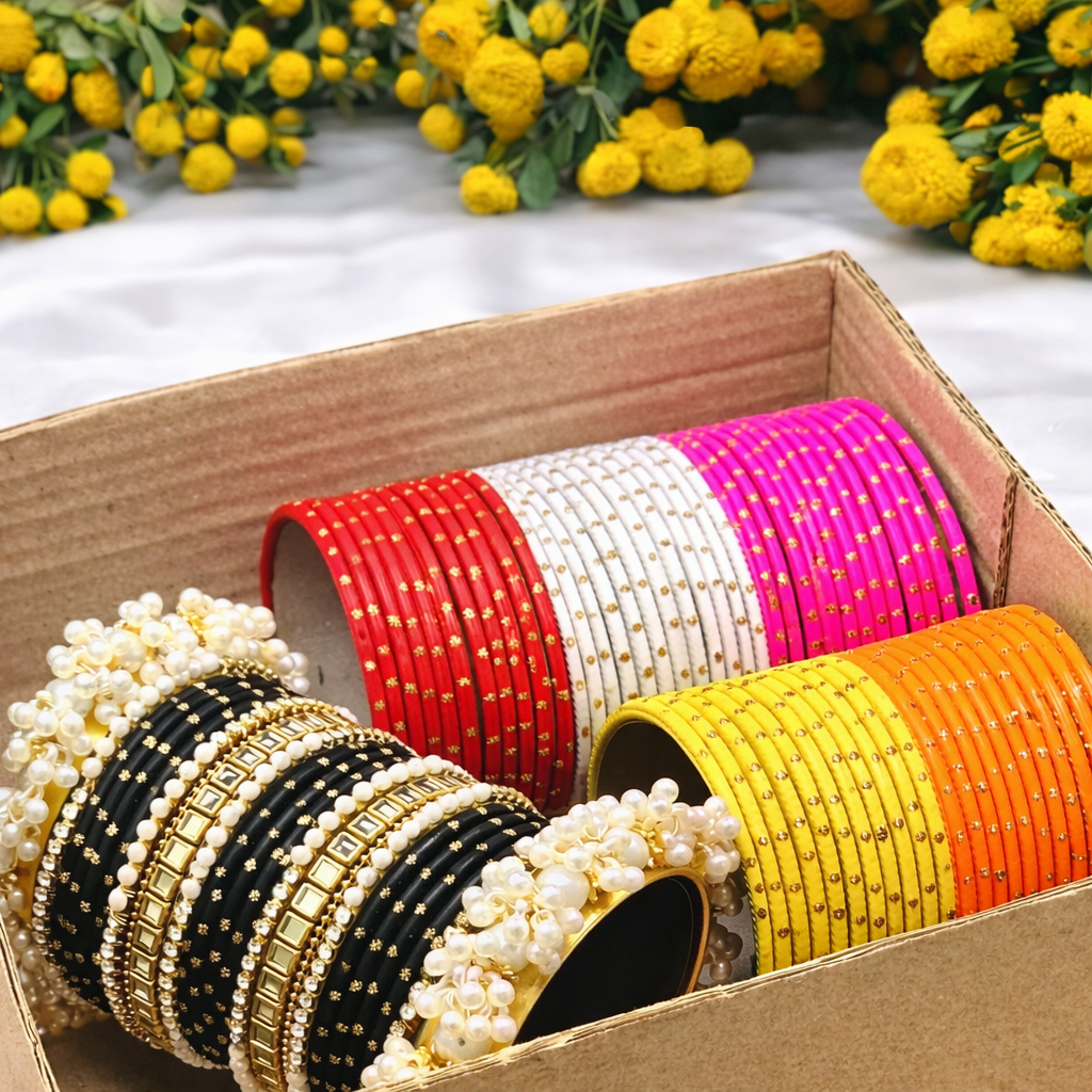 Multicolor Pearl & Kundan Bridal Bangle Set Collection