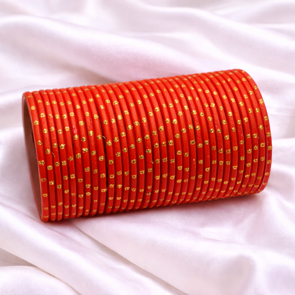 Classic Red & Gold Polka Dot Bangles – 1 Darjan