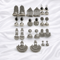 Oxidized Silver Jhumka Box – Multi-Design Traditional Earrings Set