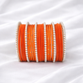 Orange Pearl Bangle Set – Traditional Bridal & Festive Choori