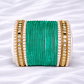 Emerald Green Pearl Kundan Bridal Bangle Set