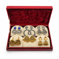 6 Pair Premium Jhumka Earrings Set – Gold & Silver Ethnic Earrings Collection with Red Velvet Jewelry Box