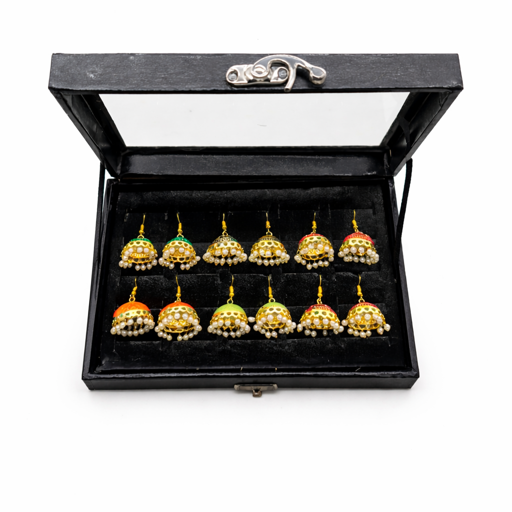6 Pair Colorful Jhumka Earrings Gift Box