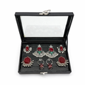 Red Stone Jewelry Set – Oxidized Silver Jhumka & Earrings Set
