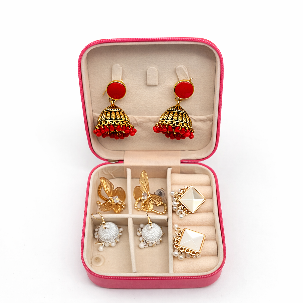 Elegant Multi Style Earrings Collection Box – Jhumka, Pearl & Stone Earrings Set