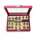 Oxidized Silver Jhumka Earrings Collection Box – Red Stone Ethnic Earrings Set