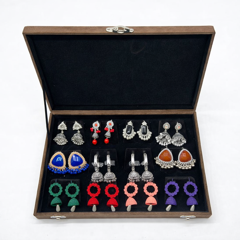 Multi Color Earrings Collection Box – Traditional & Modern Statement Earrings Set