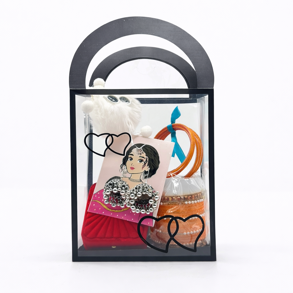 Ladies Gift Hamper with Jhumka Earrings & Bangles – Premium Women Gift Box