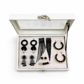 Black Statement Earrings Collection with Jewelry Display Box – Elegant Multi-Style Earrings Set