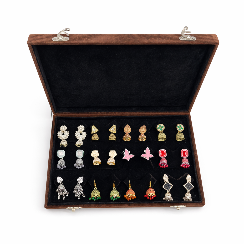 Premium Multi-Style Earrings Collection with Velvet Display Box – Elegant Jewelry Organizer