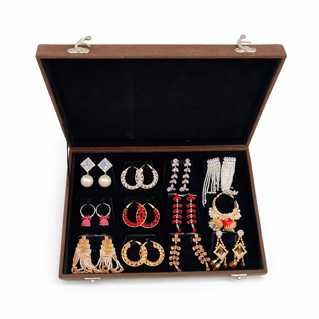 Elegant Fashion Earrings Collection in Velvet Jewelry Display Box
