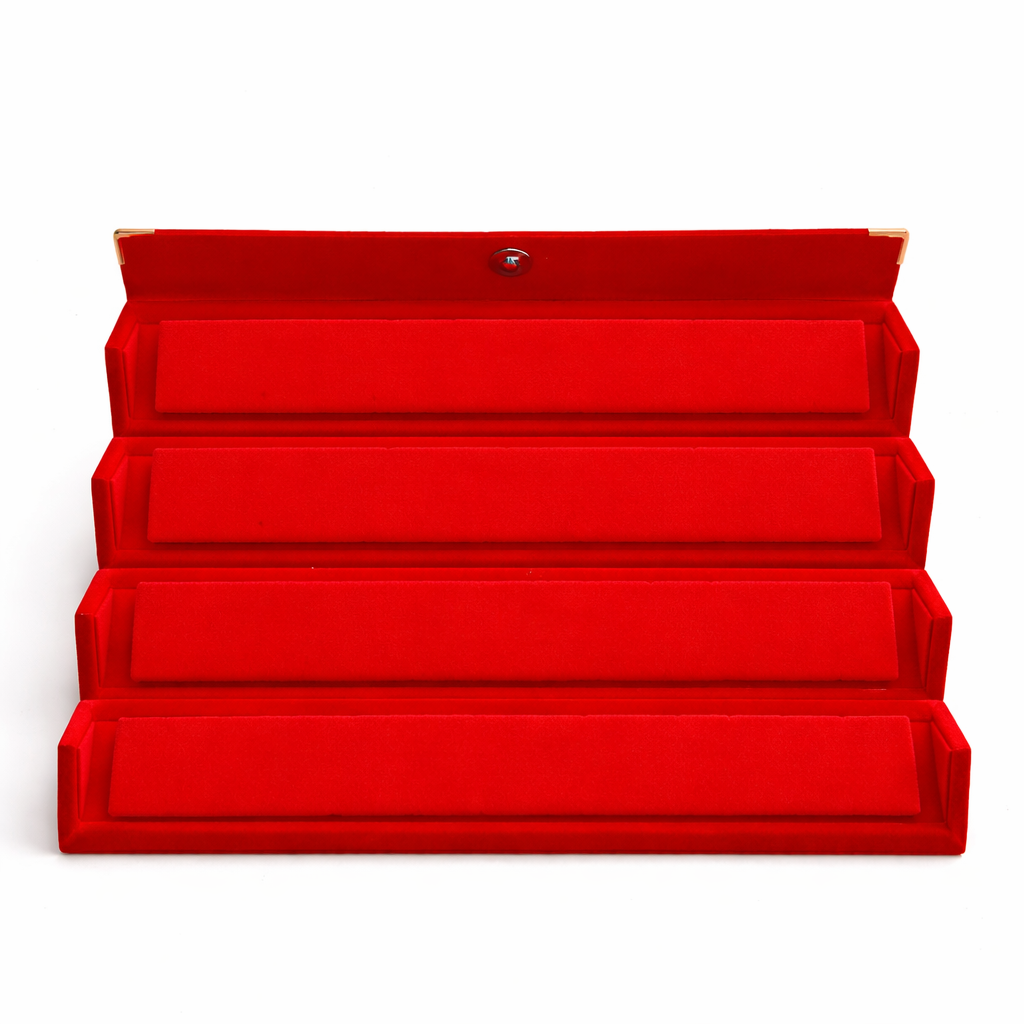 Red Velvet Jewelry Display Box – Multi Layer Bracelet & Bangle Organizer