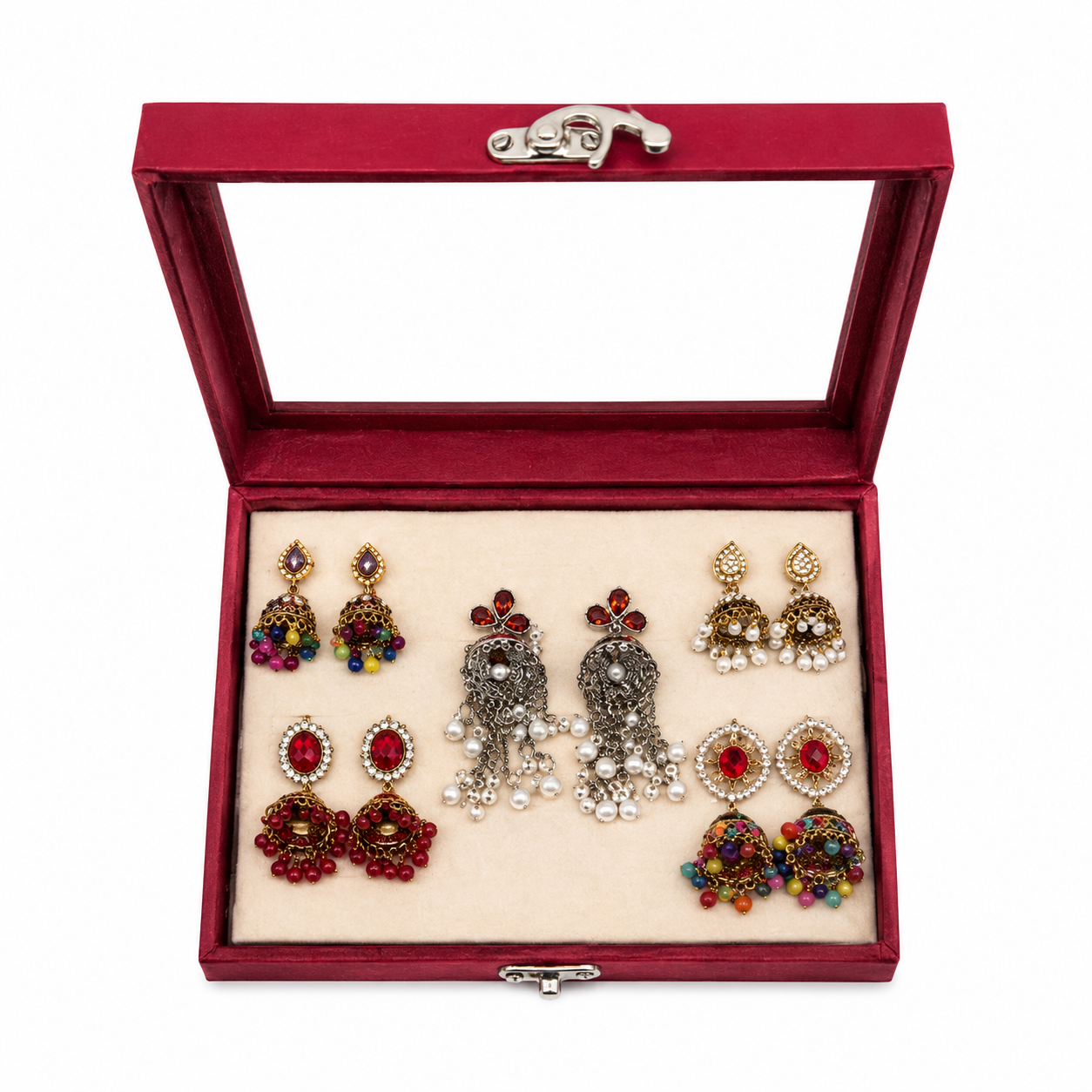Premium Multi-Color Jhumka Earrings Set
