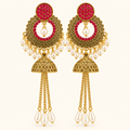 Indian Ruby Pearl Jhumka Earrings