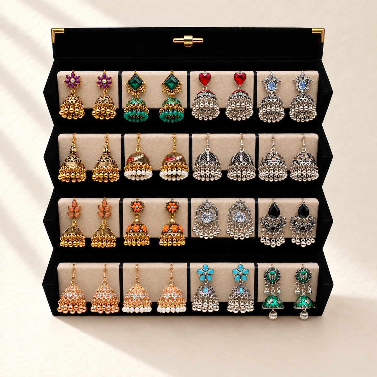 Anmol Firozi 16-Pair Jhumka Box