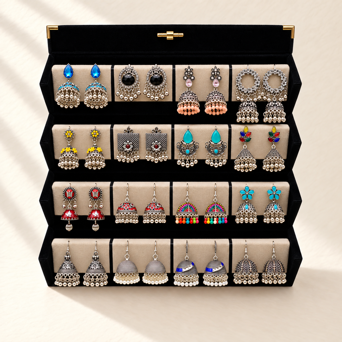 Chandni Rang 16-Pair Jhumka Box