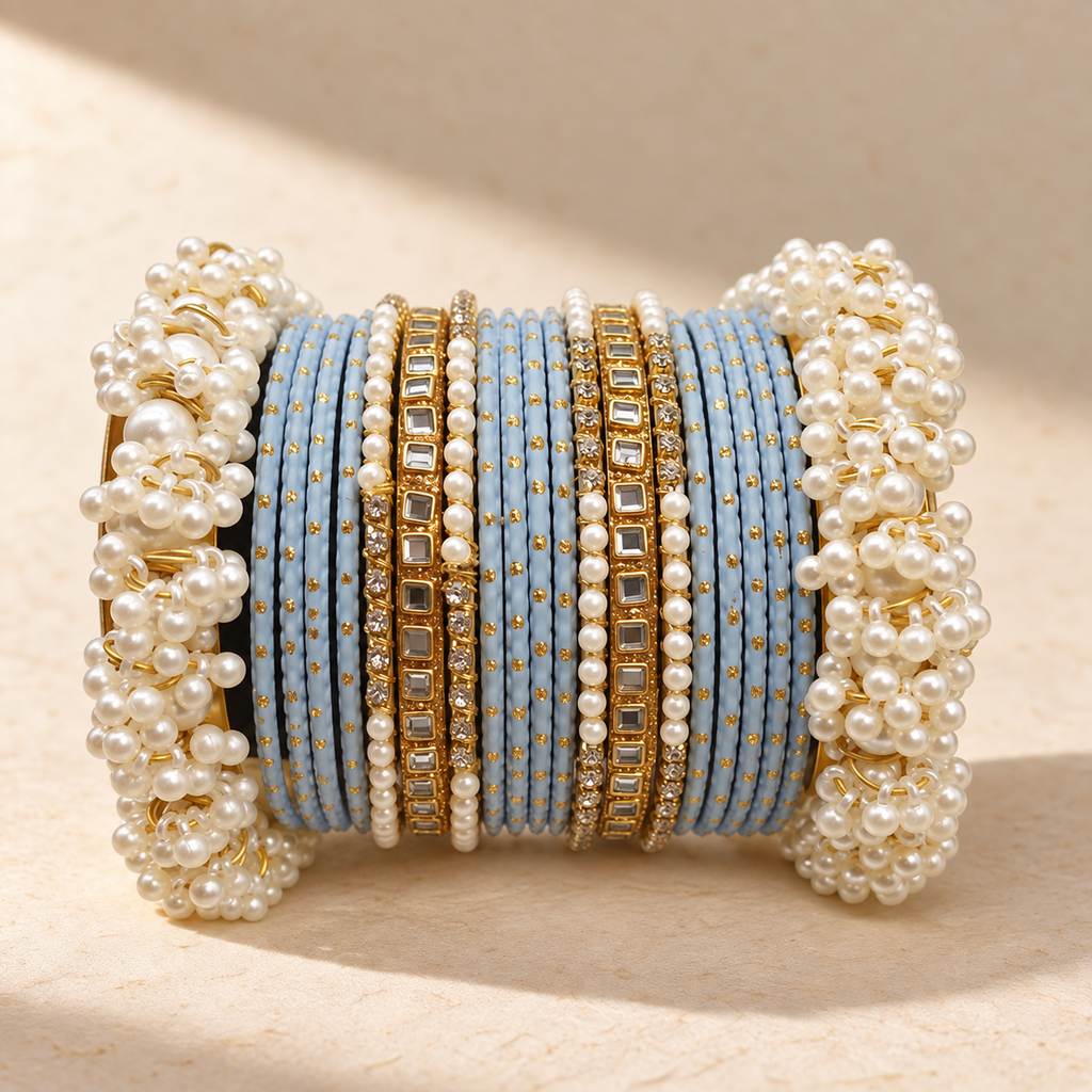 Traditional Pearl Bangle Set – Multiple Colors