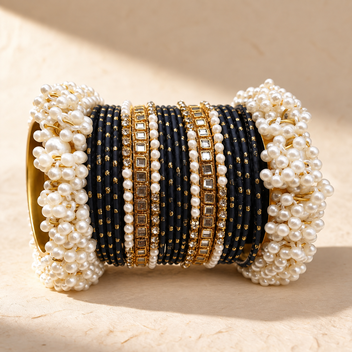 Traditional Pearl Bangle Set – Multiple Colors