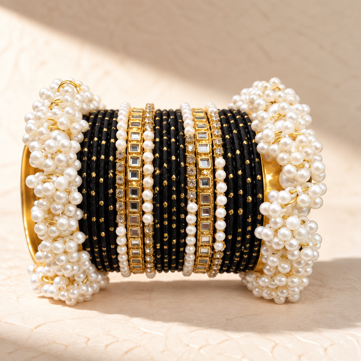 Traditional Pearl Bangle Set – Multiple Colors