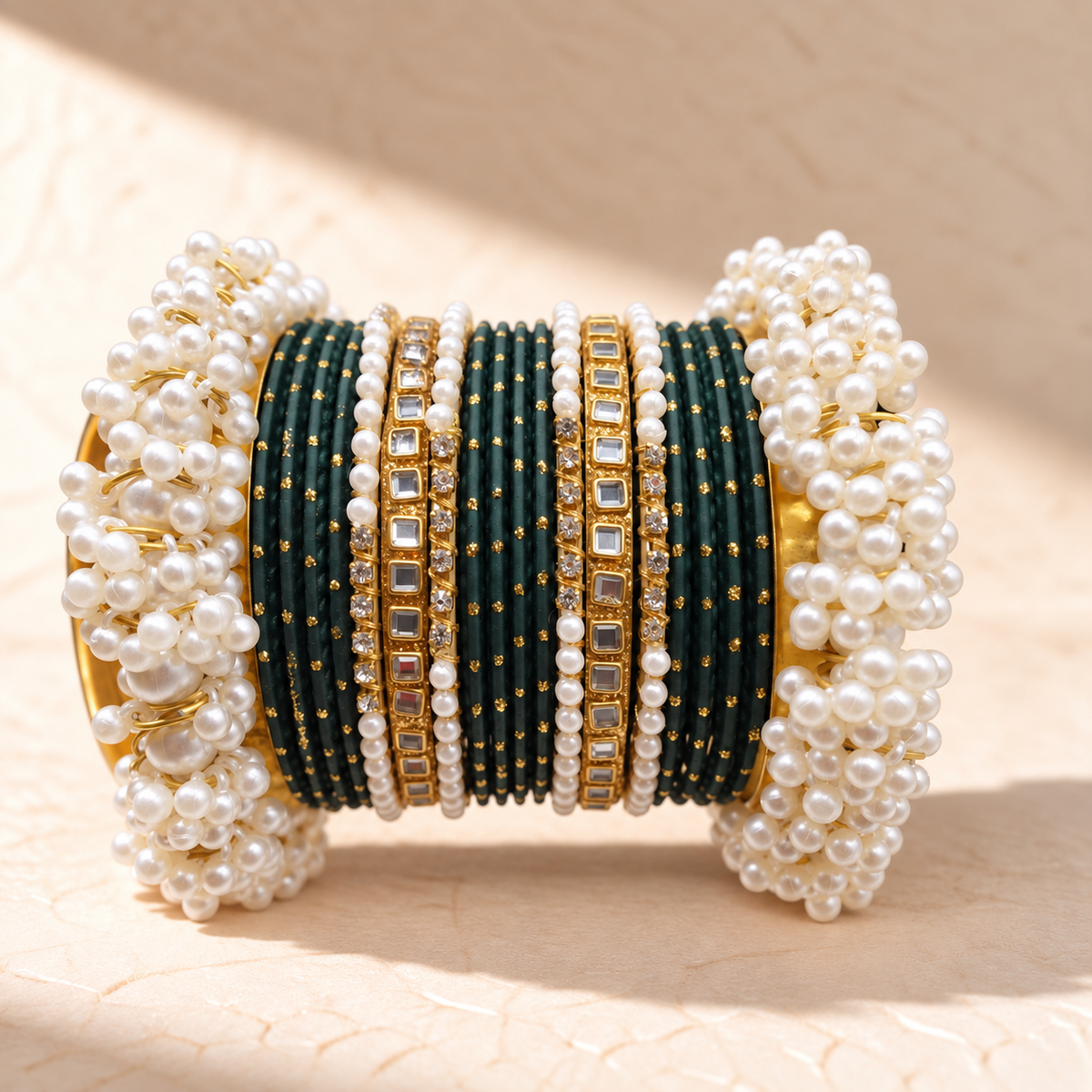 Traditional Pearl Bangle Set – Multiple Colors