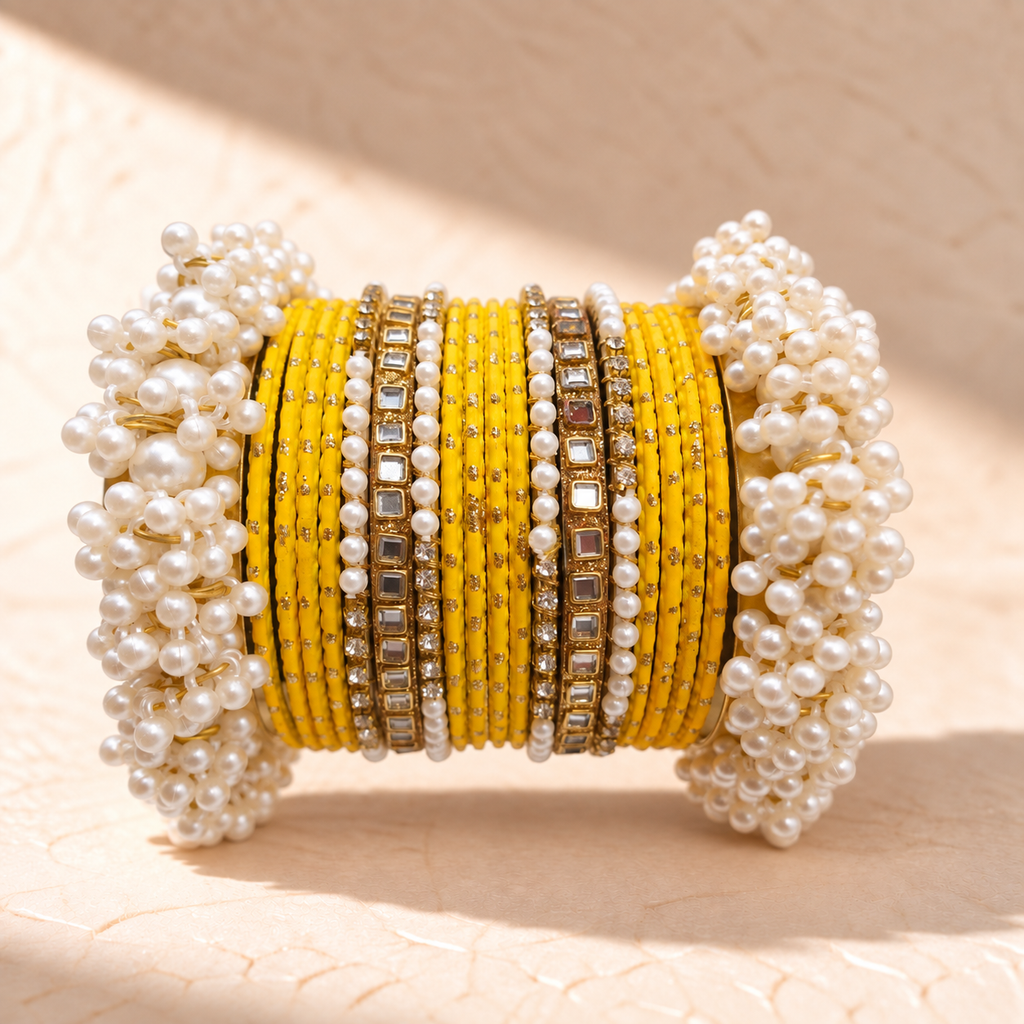 Traditional Pearl Bangle Set – Multiple Colors
