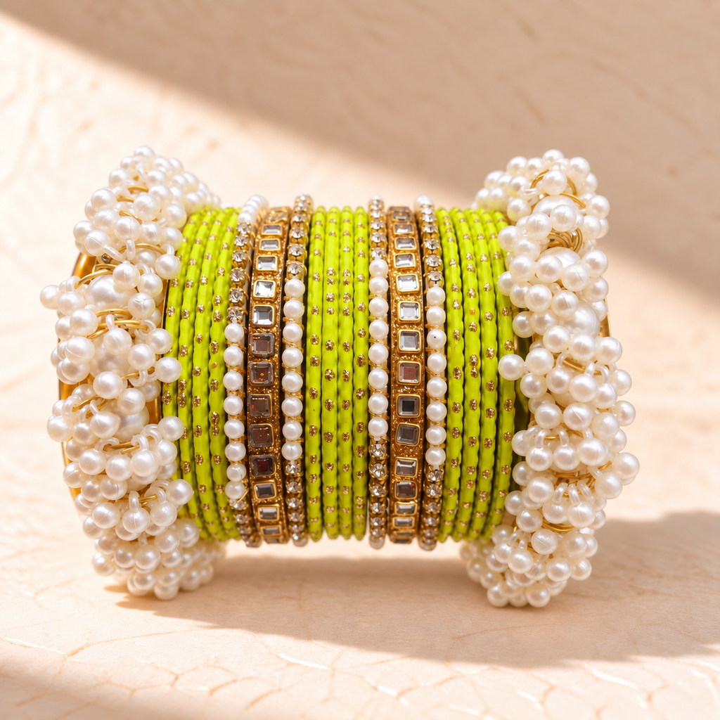 Traditional Pearl Bangle Set – Multiple Colors